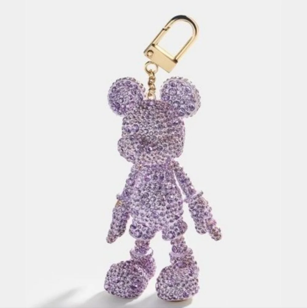 💜▪️Disney x Baublebar ▪️Mickey Mouse Key Chain Bag Charm Purple Crystal